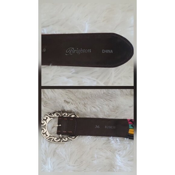 Brighton Womens Multicolor Braided Leather Belt W/ Decorative Silver Buckle B206 - Picture 6 of 7